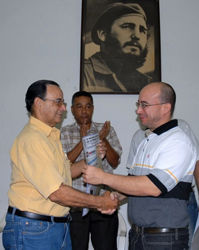 Tubal Páez, Randy Alonso y Angel Arzuaga (Vice Jefe del Departamento Ideológico del Comité Central del PCC).