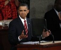 Barack Obama durante su informe sobre el estado de la nación, ayer en el Capitolio