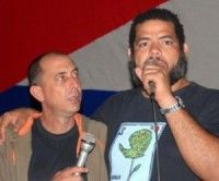 Kcho y Carlos Gonzalva integrantes de la Brigada Marta Machado