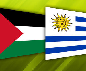 Banderas de Palestina y Uruguay