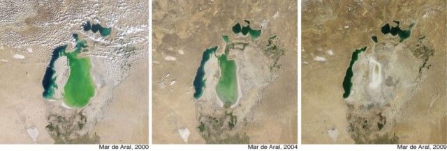La severa y constante sequía del Mar Aral en los últimos 9 años, ha llevado a este mar al punto del desvanecimiento.