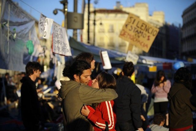 Protesta en la Puerta del Sol. Foto Getty Imagen,  Pedro Armestre/ AFP