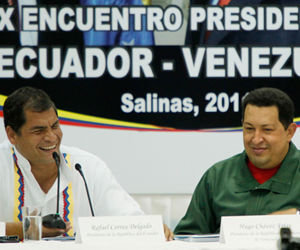 Rafael Correa y Hugo Chávez