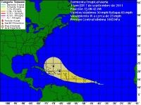 Cono de probabilidades de Tormental Tropical Maria. Foto: Weather Underground