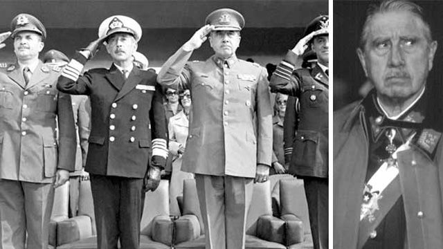 Importantes militares chilenos que gestaron el Golpe de Estado, 11 septiembre de 1973. El tercera de izquierda a derecha, Augusto Pinochet