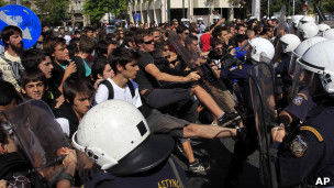 Indignados en Grecia. Foto: AP
