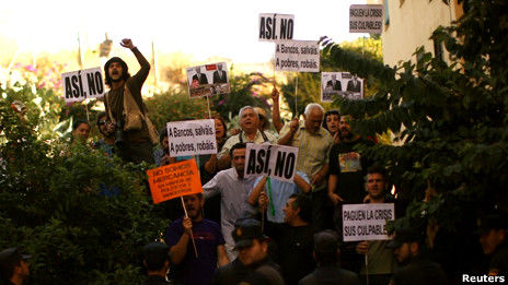 Manifestación de indignados en Málaga, España. Foto: Reuters