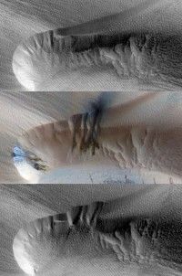 Movimiento de dunas en Marte. Foto: NASA