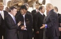 Evo Morales, Juan Manuel Santos y Hugo Chávez