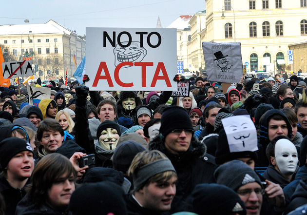 Protestas con la Ley Acta en Europa