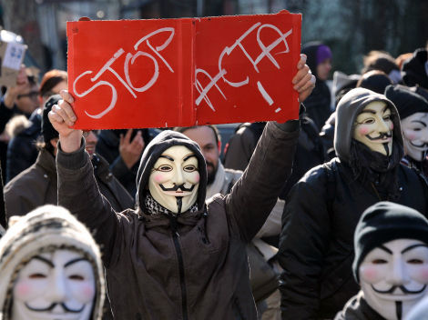 Protestas con la Ley Acta en Europa