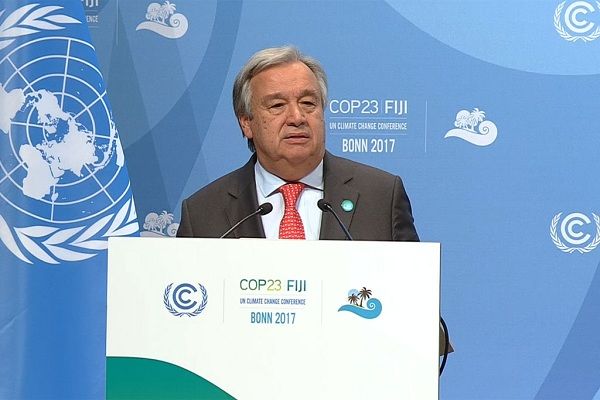 El Secretario General de la ONU, António Guterres, durante su discurso ante el COP 23. Foto: ONU