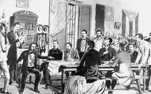 Dibujo representativo de la Asamblea de Guáimaro