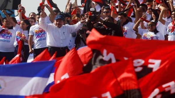 El mandatario en el multitudinario acto del pasado 19 de julio en Managua. Foto: Reuters
