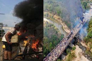 Los guarimberos quedaron grabados cuando quemaban los camiones de la suuesta ayuda humanitaria